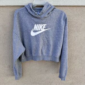 Nike Women's Heather Gray Cropped Hoodie EUC